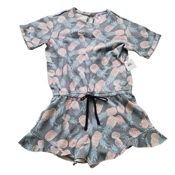 Juicy Couture romper womens size small Gray color Pineapple print ruffle details - Picture 2 of 12